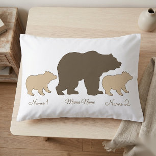 Custom Mama Bear With 2 Kid Names Mothers Day Gift Pillowcase