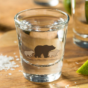 Custom Mama Bear With 2 Kid Names Mothers Day Gift Shot Glass