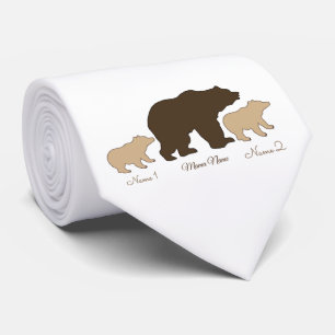 Custom Mama Bear With 2 Kid Names Mothers Day Gift Tie