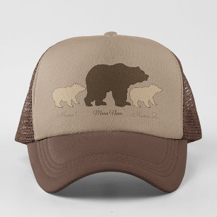 Custom Mama Bear With 2 Kid Names Mothers Day Gift Trucker Hat