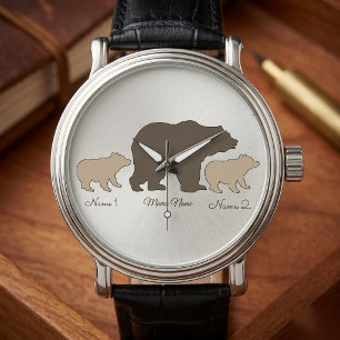 Custom Mama Bear With 2 Kid Names Mothers Day Gift Watch