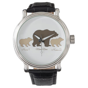 Custom Mama Bear With 2 Kid Names Mothers Day Gift Watch
