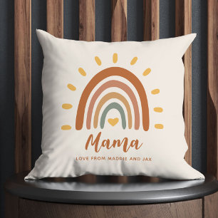 Custom Mama Boho Modern Stylish Rainbow Sun Cushion