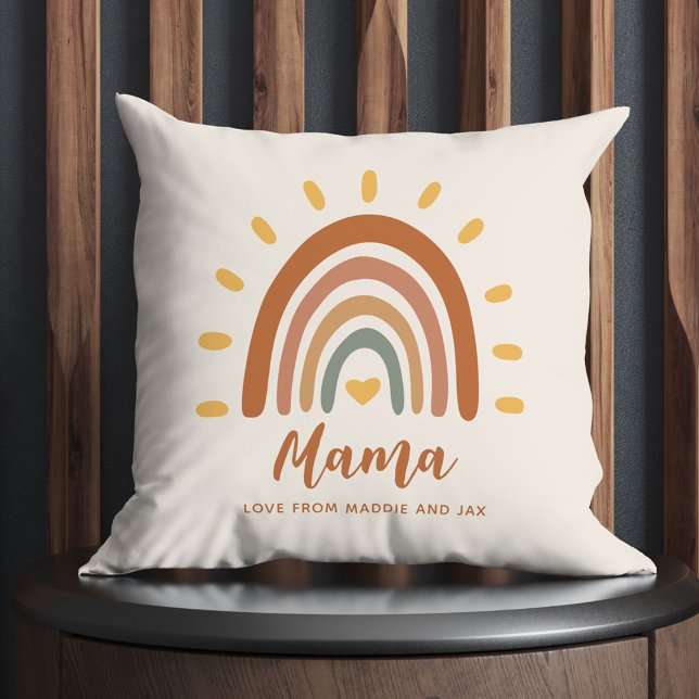 Custom Mama Boho Modern Stylish Rainbow Sun Cushion (Creator Uploaded)
