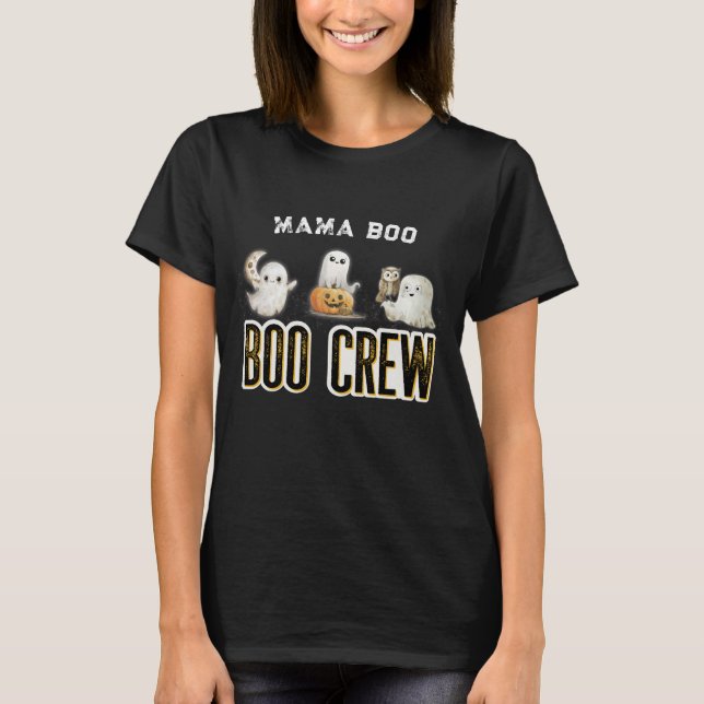 Custom Mama Boo Crew Halloween T-Shirt (Front)