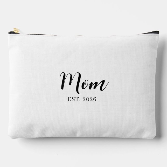 Custom Mama Est Year Modern Typographic Layout Accessory Pouch (Front)