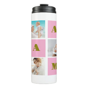 Custom MAMA Grandmother 4 Photo Collage Thermal Tumbler