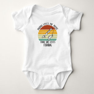 CUSTOM Mama Loves Me More Than She Loves Fishing Baby Bodysuit