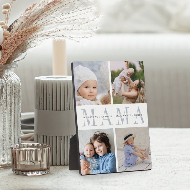 Custom Mama Mother's Day Kids 4 Photo Collage Plaque (Creator Uploaded)