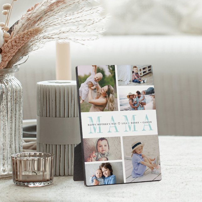 Custom Mama Mother's Day Kids Photo Collage Plaque (Creator Uploaded)