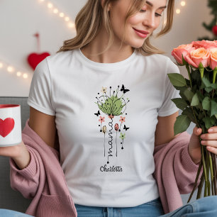 Custom Mama Script Floral Minimalist Women's T-Shirt