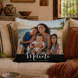 Custom Mami Established Modern Script Photo Cushion