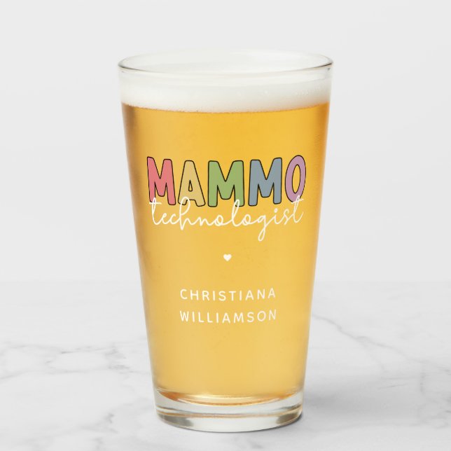 Custom Mammo Technologist Mammography Tech Gifts Glass (Front Filled)