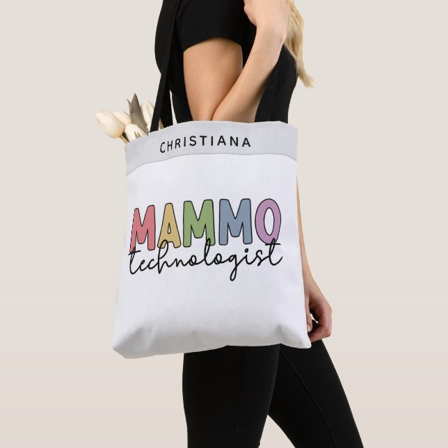 Custom Mammo Technologist Mammography Tech Gifts Tote Bag (Close Up)