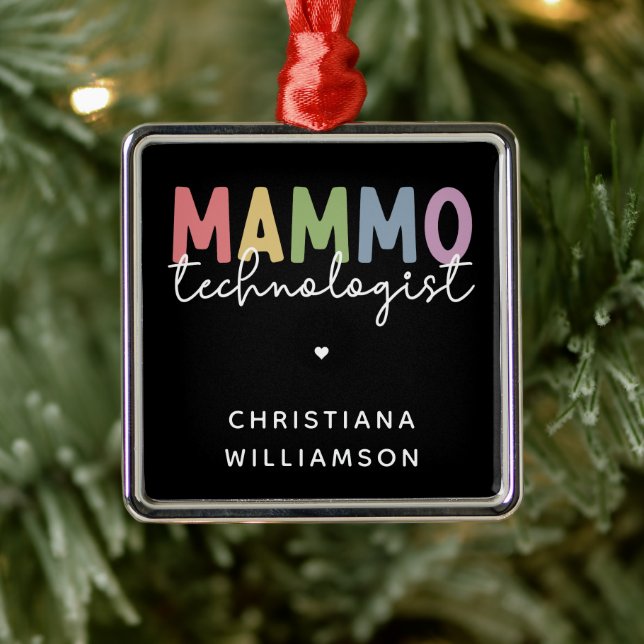 Custom Mammo Technologist Mammography Tech Metal Ornament (Tree)