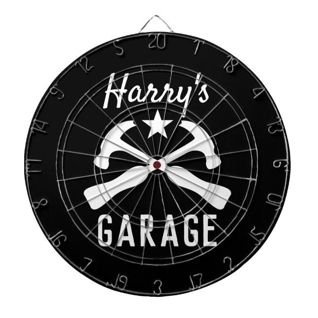 Custom manly car garage or mancave dart board (Front)