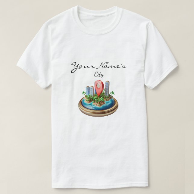 Custom Map CIty  T-Shirt (Design Front)