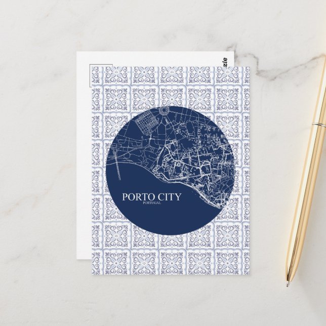 Custom map diseño de la ciudad de Porto Postcard (Front/Back In Situ)