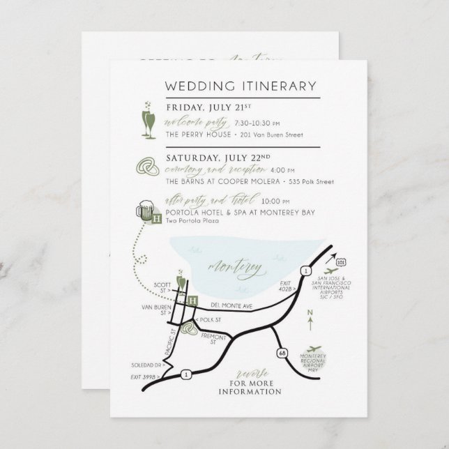 Custom Map Invitation Enclosure Card for ABBY (Front/Back)