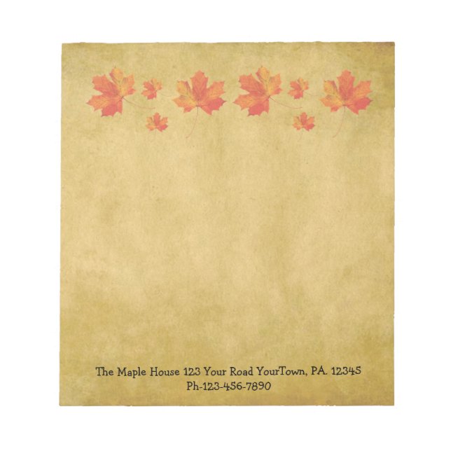 Custom Maple Leaves Small Notepad (Front)