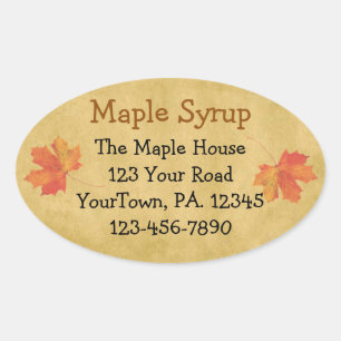Custom Maple Syrup Maple Leaves Oval Sticker