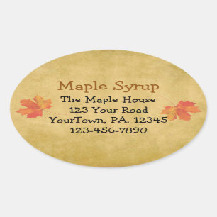 Custom Maple Syrup Maple Leaves Oval Sticker