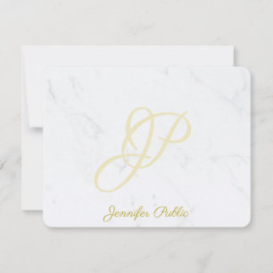 Custom Marble Gold Handwritten Name Script Modern Card