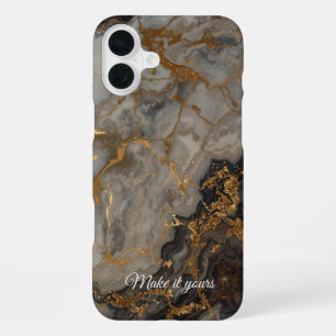 Custom Marble Name Phone Case – Elegant Gold Vein 