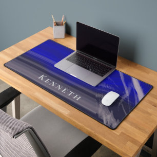 Custom Marble Navy Blue Grey Modern Abstract Men Desk Mat