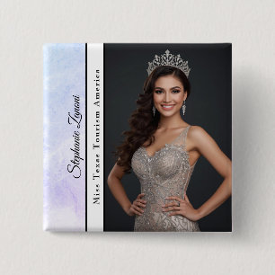 Custom Marble Pageant Sash Photo Button Pin