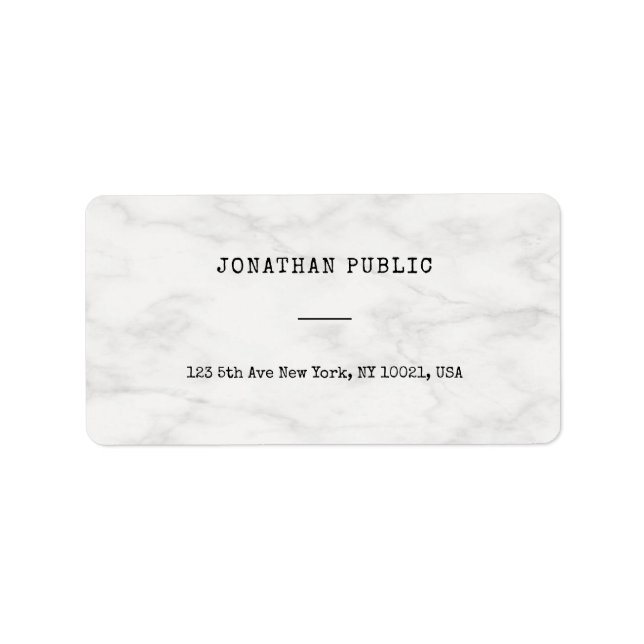 Custom Marble Simple Personalised Modern Template Label (Front)