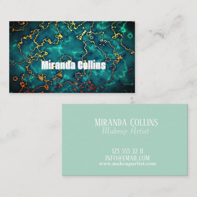 Custom Marble Sophisticated Script Minimalist Cute Business Card (Front/Back)