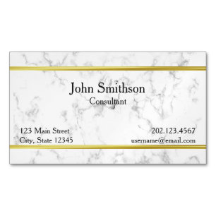 Custom Marble Texture with Faux Gold Border Magnetic Business Card