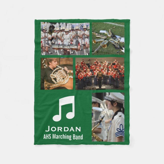 Custom Marching Band 5 Photo Collage Your Colours Fleece Blanket (Front)