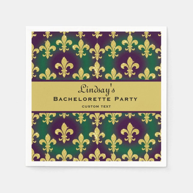 Custom Mardi Gras Bachelorette Party Napkin (Front)