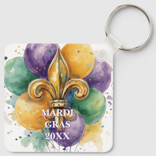 Custom Mardi Gras Colours Key Ring (Back)