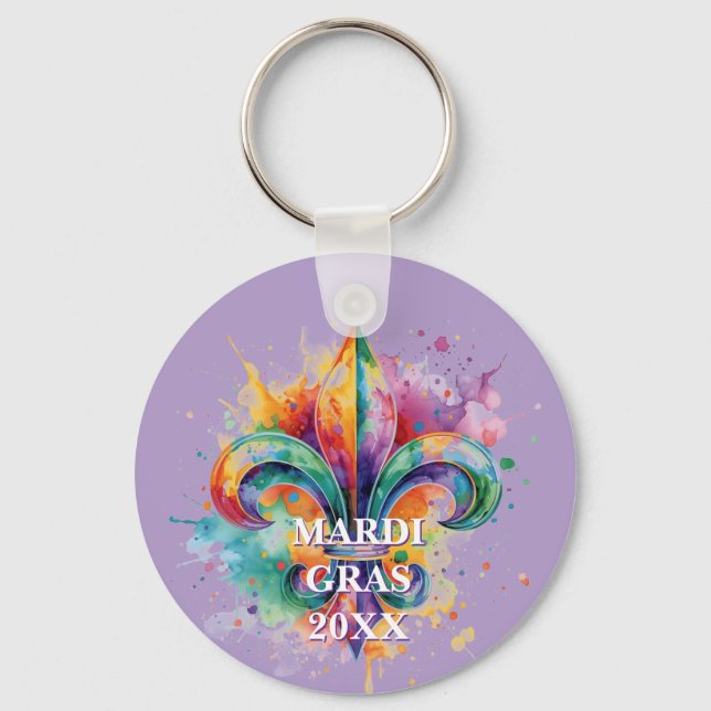 Custom Mardi Gras Colours Key Ring (Front)