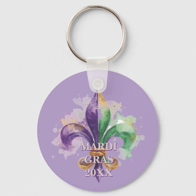 Custom Mardi Gras Colours Key Ring (Front)