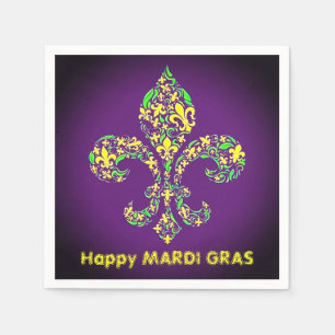 Custom MARDI GRAS Fleur de Lis Disposable Cocktail Napkin