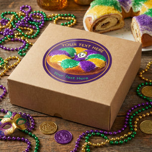 Custom Mardi Gras King Cake & Baby Classic Round Sticker