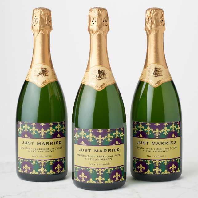 Custom Mardi Gras Retirement Party Sparkling Wine Label (Bottles)