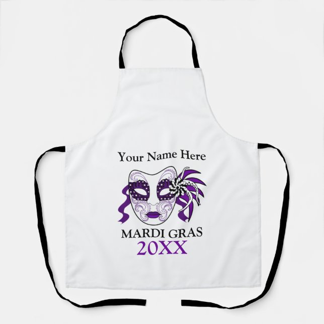 Custom Mardi Gras with a festival mask Apron (Front)