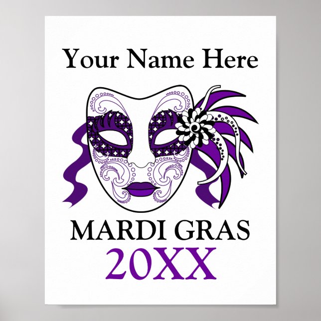 Custom Mardi Gras with a festival mask Poster (Front)
