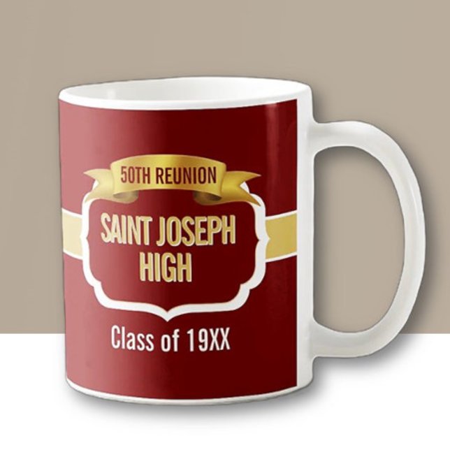 Custom Maroon 50th Class Reunion Favour Mug (Creator Uploaded)