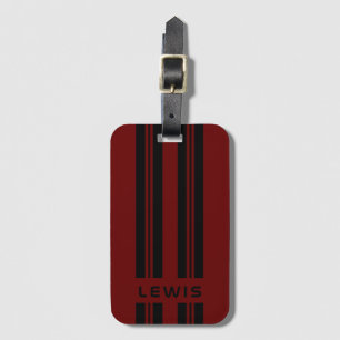 Custom Maroon Auto Racing Stripes Personalized Car Luggage Tag
