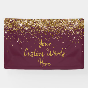 Custom Maroon Gold Birthday Party Photo Booth Prop Banner