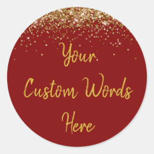 Custom Maroon Gold Customised Birthday Party Favou Classic Round Sticker