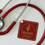 Custom Maroon Gold Veterinary School Graduation Key Ring<br><div class="desc">This custom maroon veterinary graduation keychain features elegant gold typography for a class of 2024 graduate. Customise with your graduating year under the medical caduceus for a great personalised veterinarian gift.</div>
