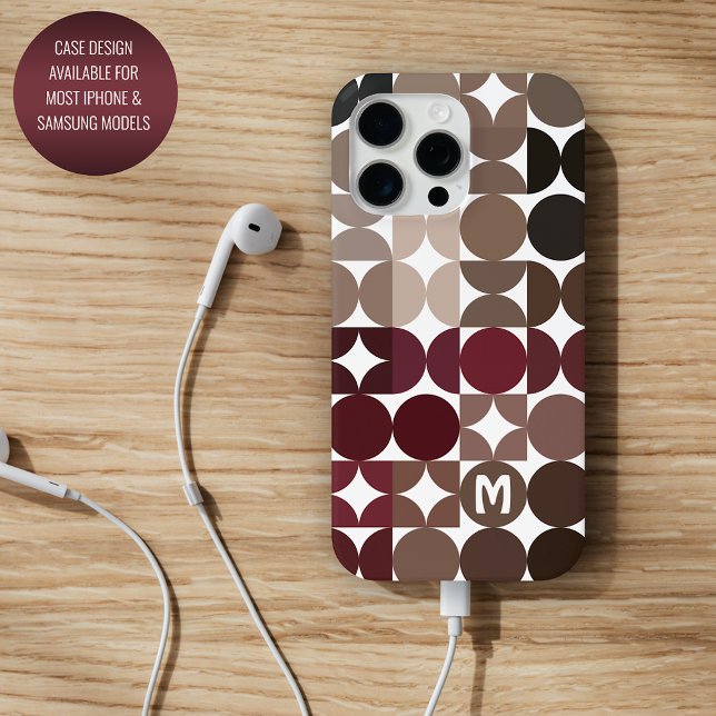 Custom Maroon Red Beige Tan Brown Retro Pattern Case-Mate iPhone Case (Creator Uploaded)