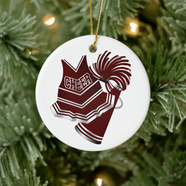 Custom Maroon & White Cheerleader Ornament (Tree)